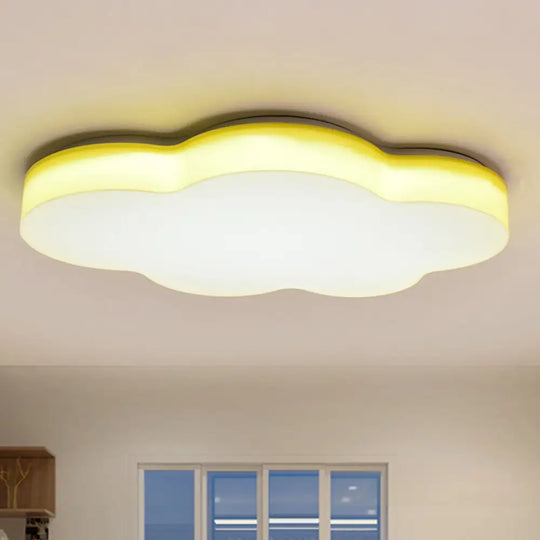 Kids Room Cartoon Led Cloud Ceiling Light In Acrylic Flushmount Design White/Red/Yellow Yellow