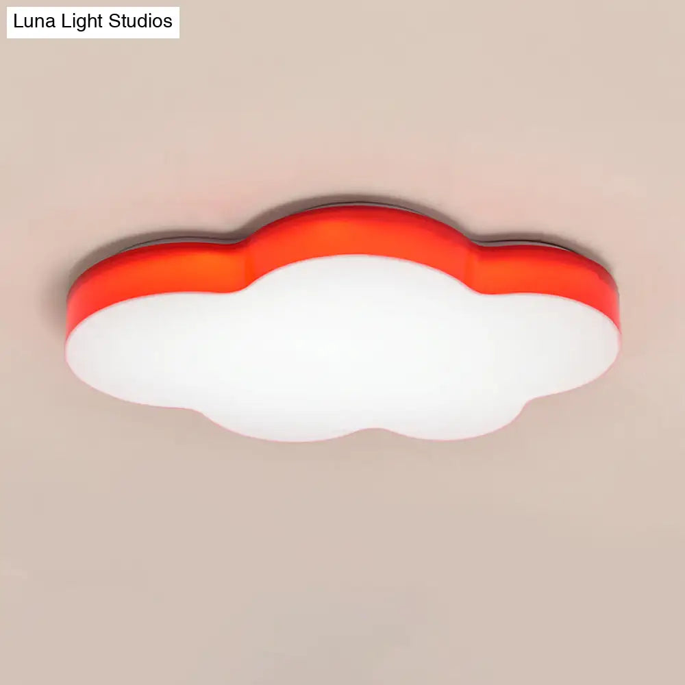 Kids Room Cartoon Led Cloud Ceiling Light In Acrylic Flushmount Design White/Red/Yellow