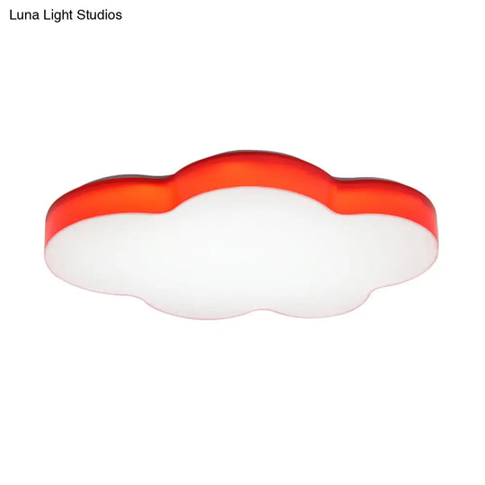 Kids Room Cartoon Led Cloud Ceiling Light In Acrylic Flushmount Design White/Red/Yellow