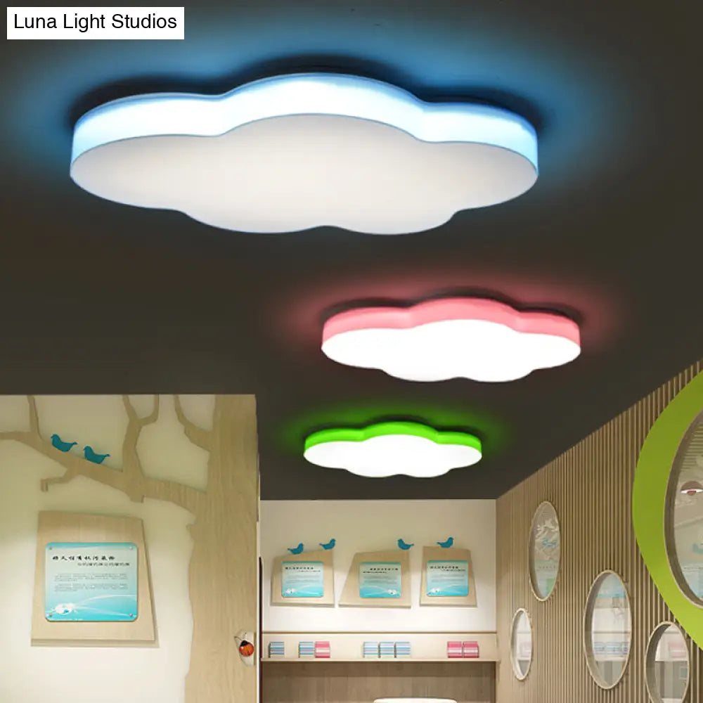 Kids Room Cartoon Led Cloud Ceiling Light In Acrylic Flushmount Design White/Red/Yellow