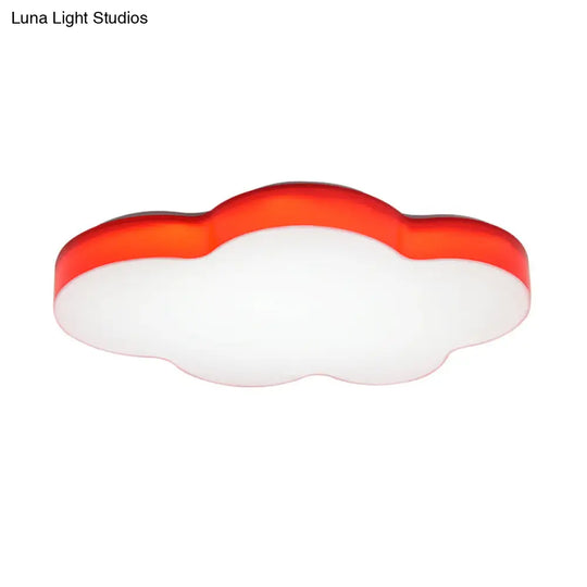 Kids Room Cartoon Led Cloud Ceiling Light In Acrylic Flushmount Design White/Red/Yellow