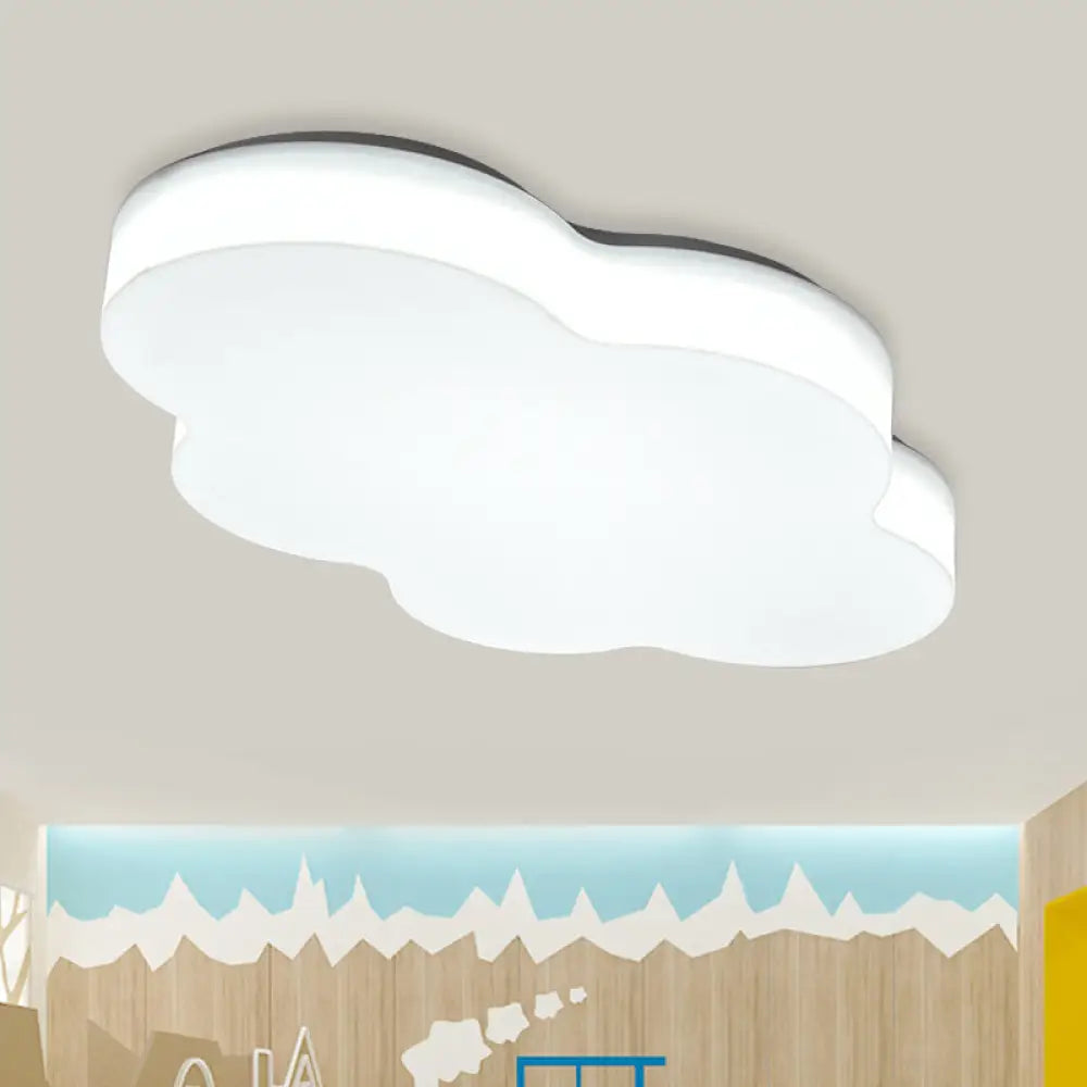 Kids Room Cartoon Led Cloud Ceiling Light In Acrylic Flushmount Design White/Red/Yellow White