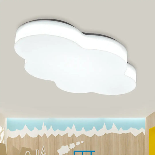 Kids Room Cartoon Led Cloud Ceiling Light In Acrylic Flushmount Design White/Red/Yellow White