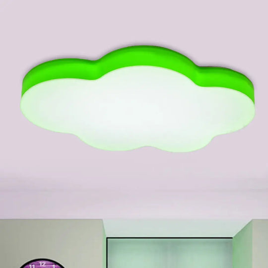 Kids Room Cartoon Led Cloud Ceiling Light In Acrylic Flushmount Design White/Red/Yellow Green