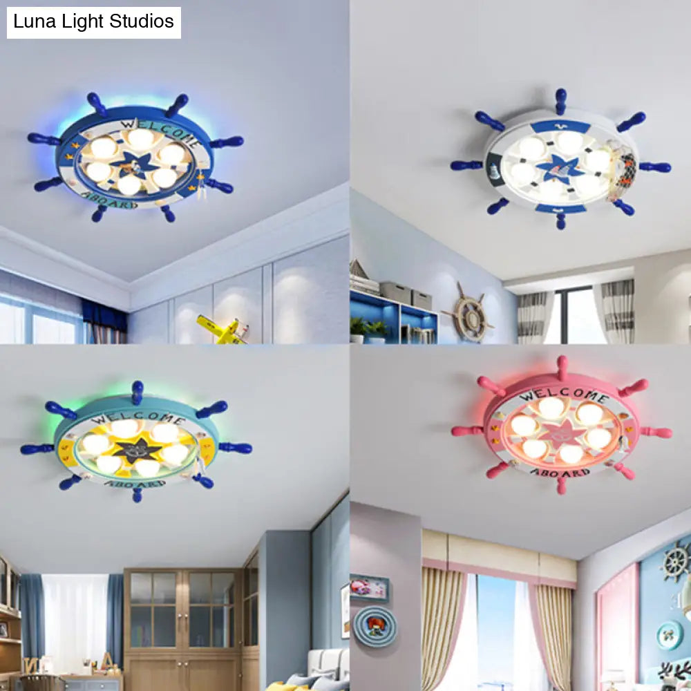 Kids’ Room Cartoon Rudder Led Flush - Mount Ceiling Light Fixture