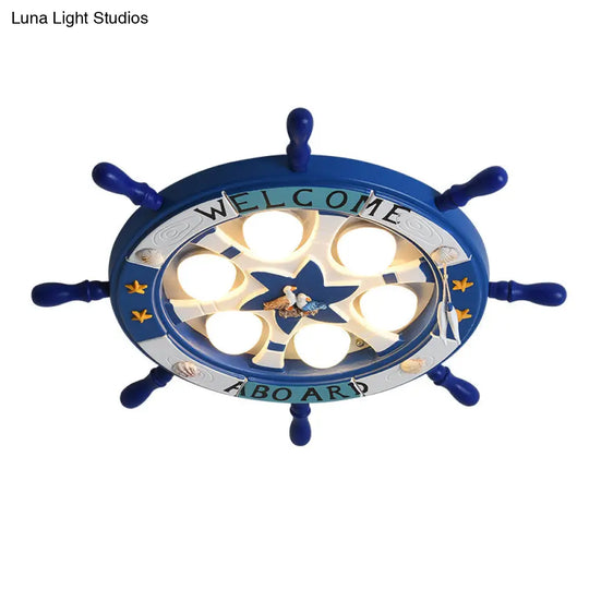 Kids’ Room Cartoon Rudder Led Flush - Mount Ceiling Light Fixture