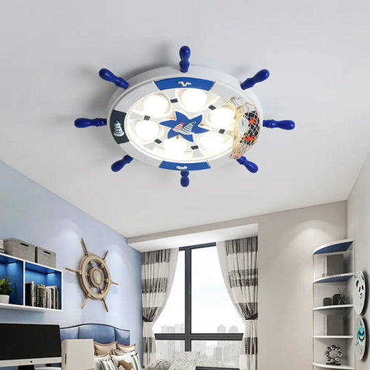 Kids’ Room Cartoon Rudder Led Flush - Mount Ceiling Light Fixture White