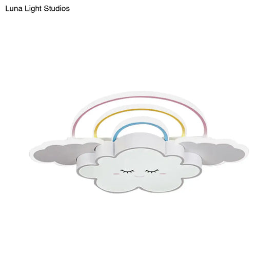 Kids Room Cloud And Rainbow Led Ceiling Lamp In White/Pink