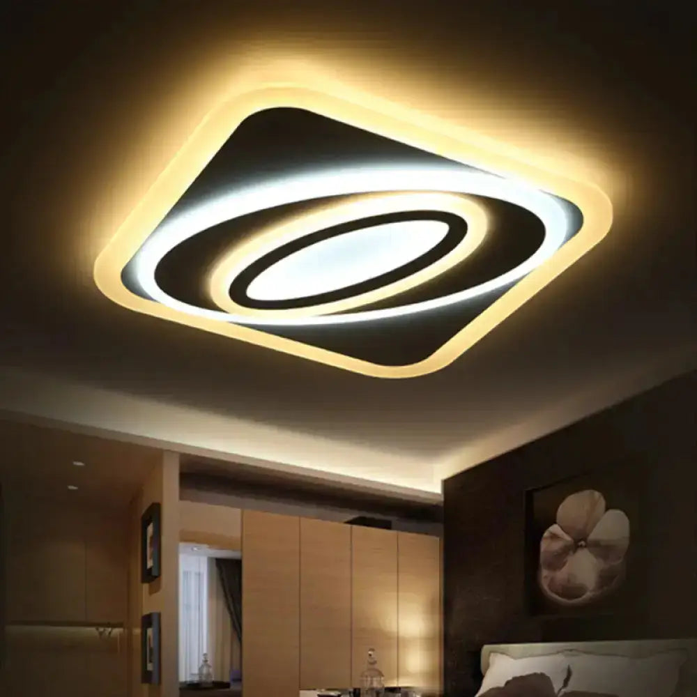 Kids Room Led Ceiling Light - Spacetime Wormhole Flush Mount Acrylic (21.5’ 38’ 47’) Modern