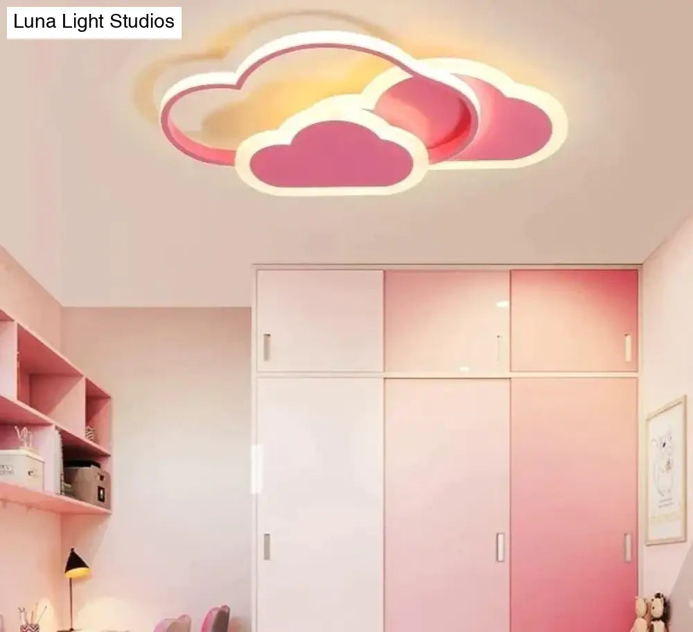 Kids Room Led Chandelier Light For Baby Bedroom New Modern Lamp With Remote Control White Pink Color