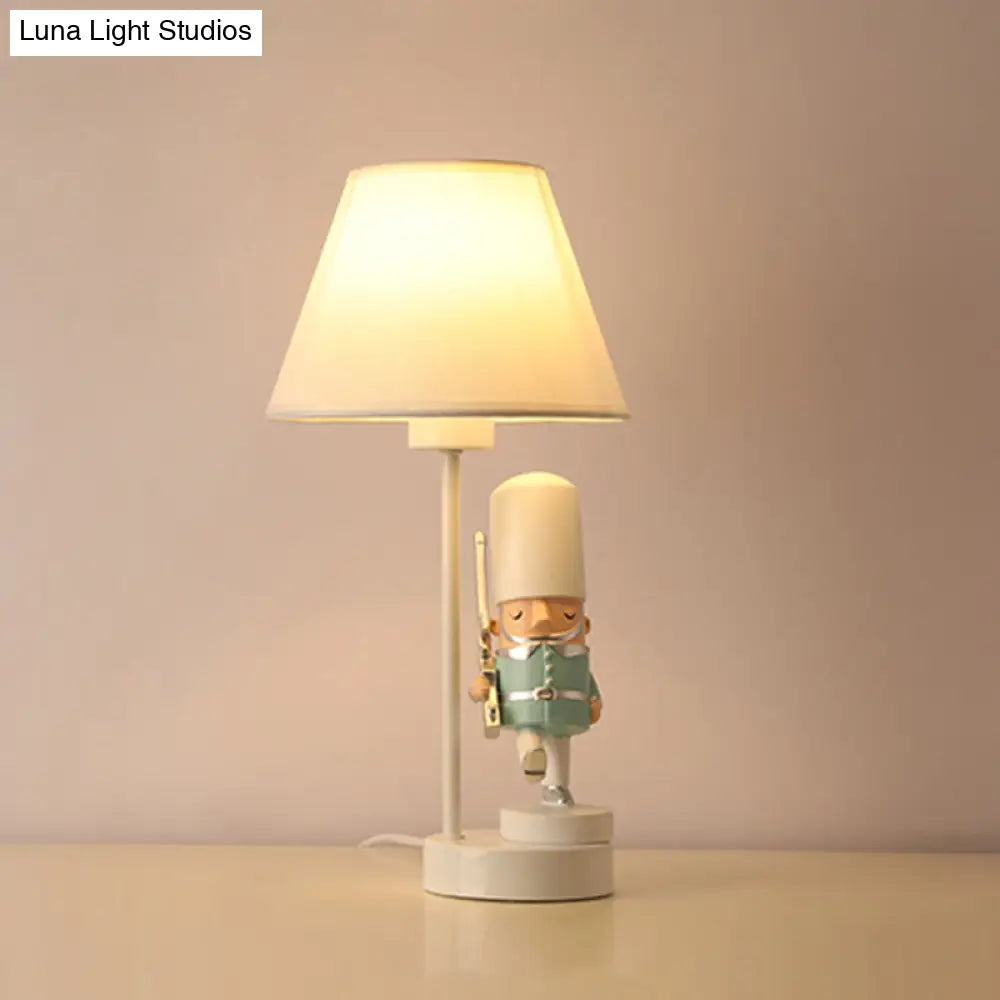 Kids Soldier Bedside Lamp: Resin Nightstand With Shade Table Lighting (1 Bulb)