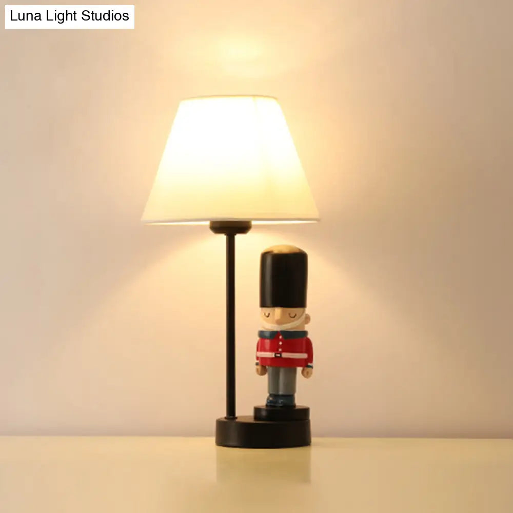 Kids Soldier Bedside Lamp: Resin Nightstand With Shade Table Lighting (1 Bulb)