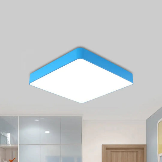 Kids Square Led Flush Light Fixture In Acrylic White/Red/Yellow - Warm/White Blue / White