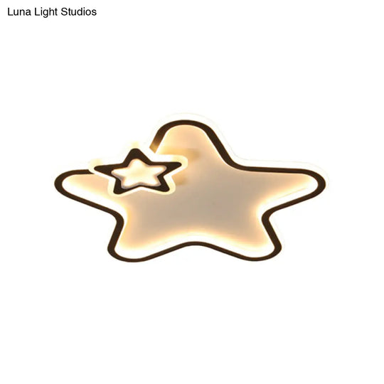 Kids Star Flush Ceiling Light: Cartoon Acrylic Black/Blue/Pink Led Lamp (Warm/White Light)