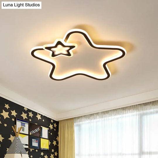 Kids Star Flush Ceiling Light: Cartoon Acrylic Black/Blue/Pink Led Lamp (Warm/White Light) Black /