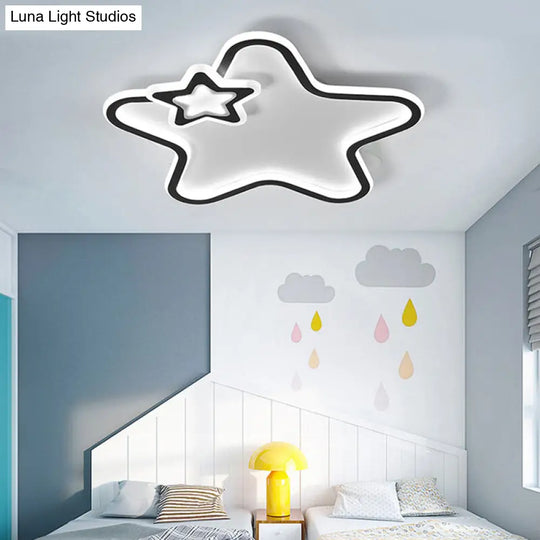 Kids Star-Shaped Flush Mount Ceiling Light Fixture - Aluminum And Acrylic Construction Warm/White