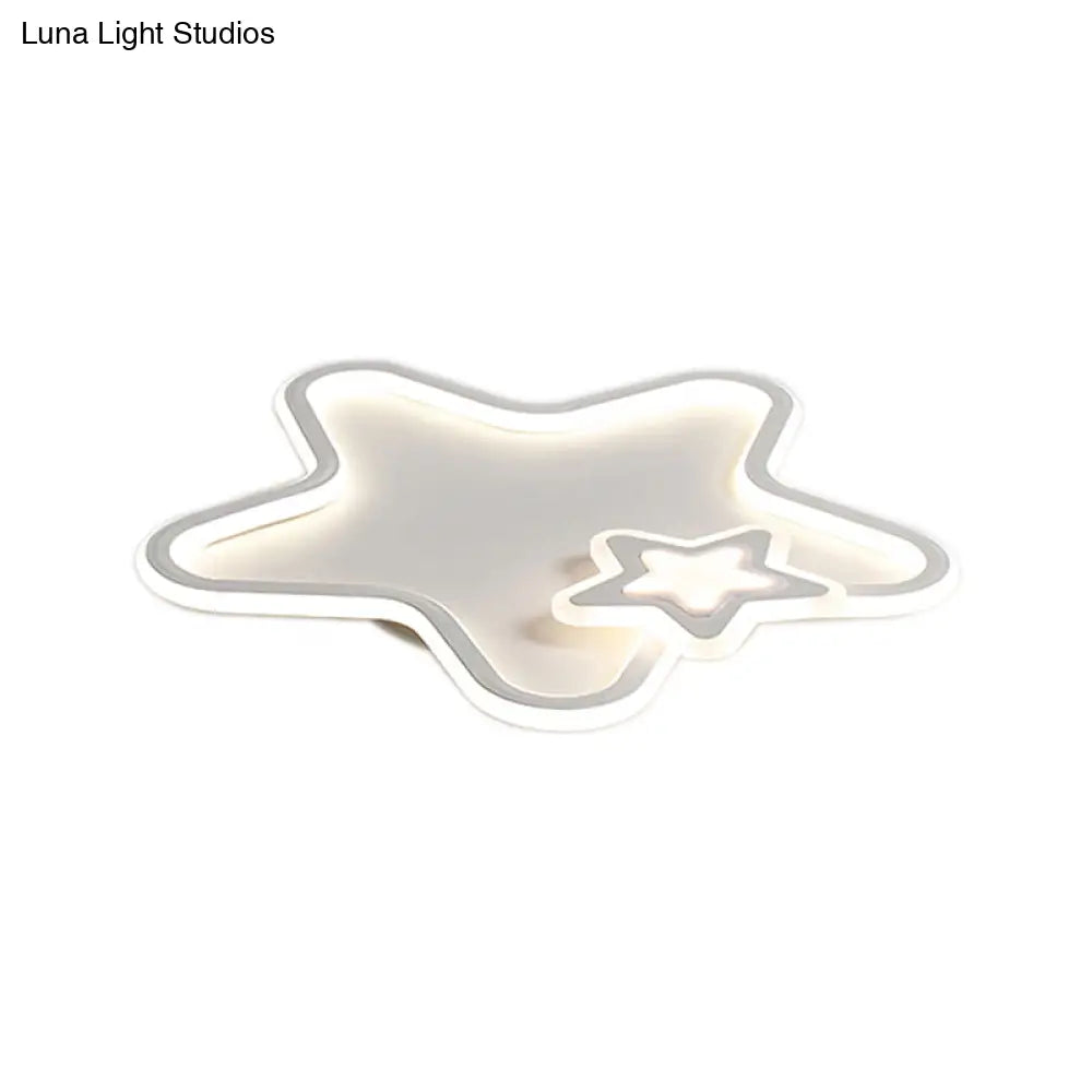 Kids Star-Shaped Flush Mount Ceiling Light Fixture - Aluminum And Acrylic Construction Warm/White