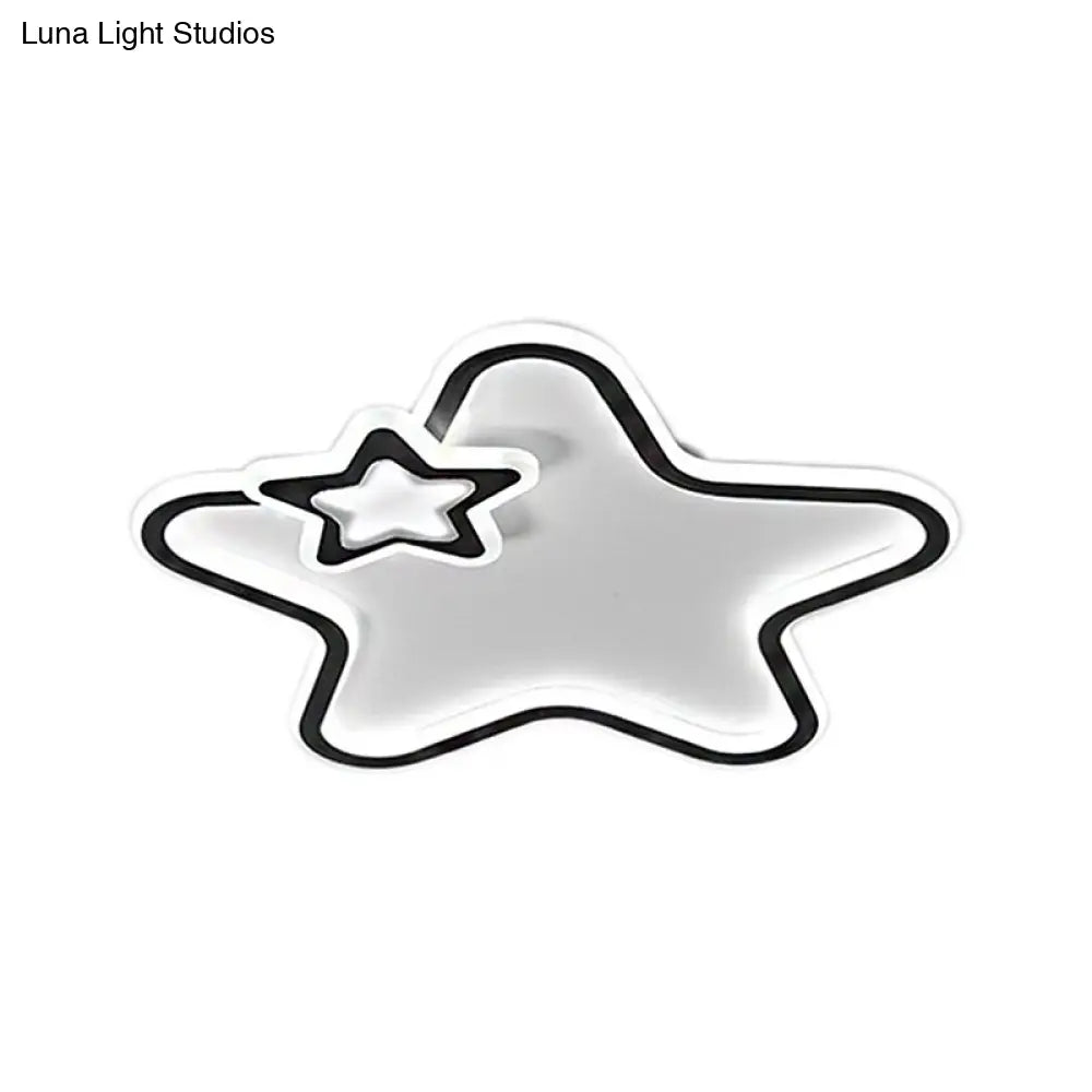 Kids Star-Shaped Flush Mount Ceiling Light Fixture - Aluminum And Acrylic Construction Warm/White