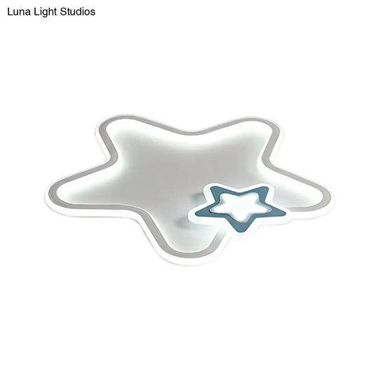 Kids Star-Shaped Flush Mount Ceiling Light Fixture - Aluminum And Acrylic Construction Warm/White