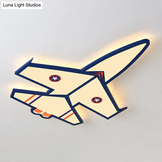 Kids Style Blue Led Acrylic Flush Mount Lighting For Nursery - Plane Shaped Design / 31.5 Warm