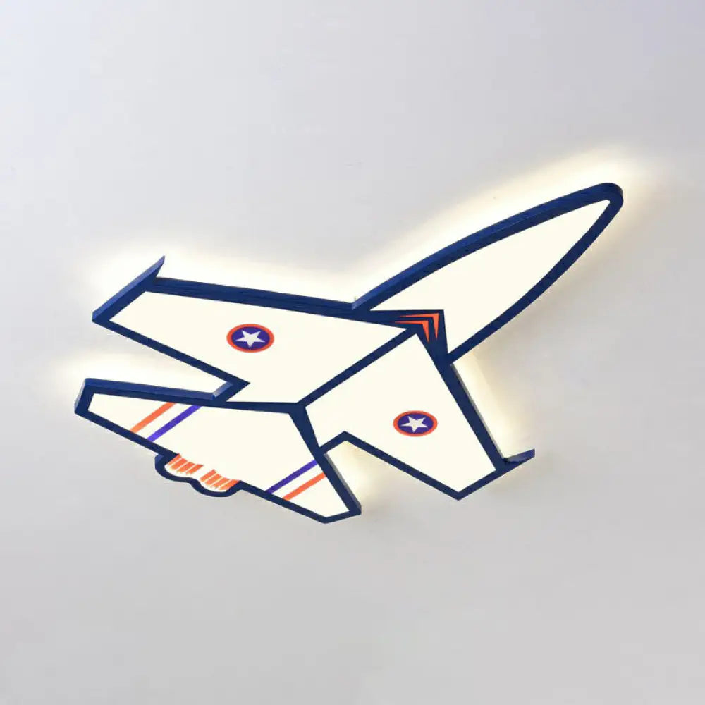 Kids Style Blue Led Acrylic Flush Mount Lighting For Nursery - Plane Shaped Design / 25.5’ Third