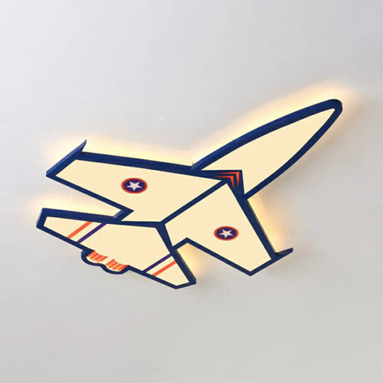 Kids Style Blue Led Acrylic Flush Mount Lighting For Nursery - Plane Shaped Design / 25.5’ Warm