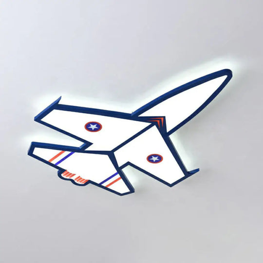 Kids Style Blue Led Acrylic Flush Mount Lighting For Nursery - Plane Shaped Design / 25.5’ White