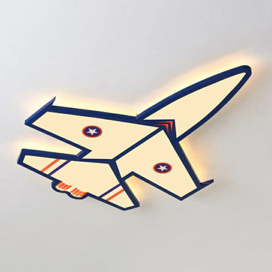 Kids Style Blue Led Acrylic Flush Mount Lighting For Nursery - Plane Shaped Design / 31.5’ Warm