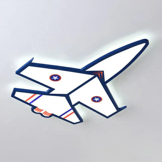 Kids Style Blue Led Acrylic Flush Mount Lighting For Nursery - Plane Shaped Design / 31.5’ White