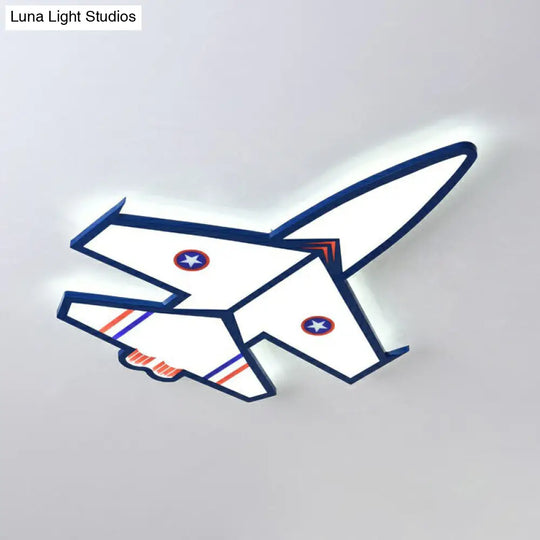 Kids Style Blue Led Acrylic Flush Mount Lighting For Nursery - Plane Shaped Design / 25.5 White