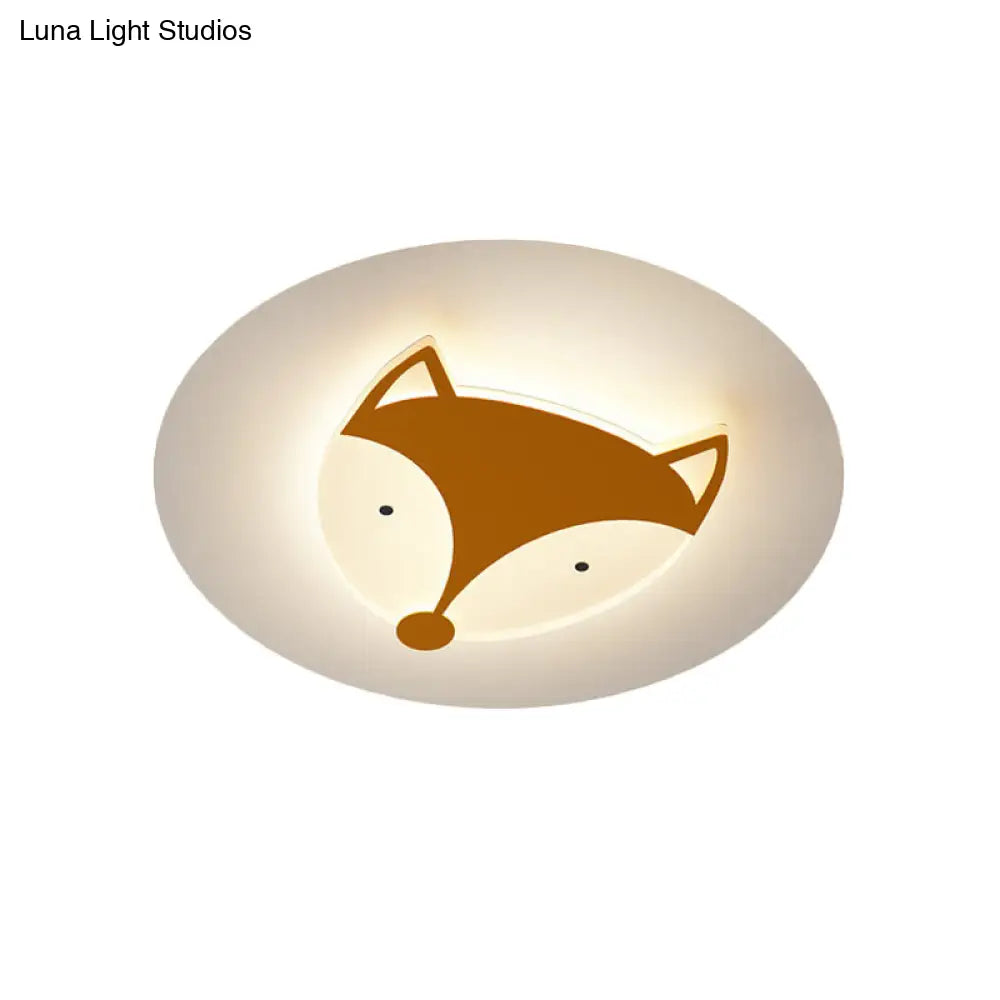 Kids Style Fox/Deer Child-Care Center Ceiling Lamp - Acrylic Led Flush Mount In Blue/Coffee With
