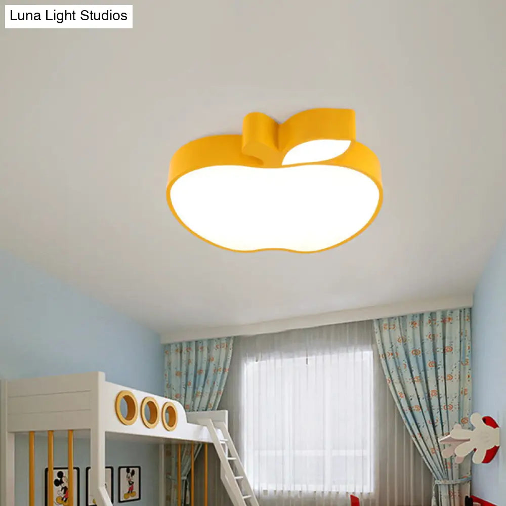 Kids Style Led Ceiling Lamp For Baby Room - Apple Acrylic Flush Mount Light (18/21.5 W)