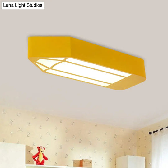 Kids Style Led Flush Mount Ceiling Light For Nursery School - Red/Blue/Green Pencil Design