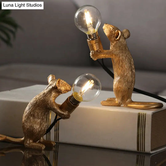 Kids Style Mouse Shaped Table Lamp Resin Bedside Night Light For Decoration