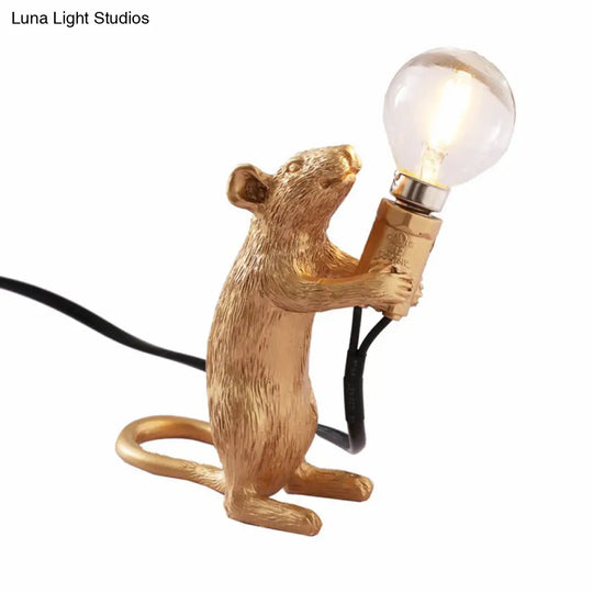 Kids Style Mouse Shaped Table Lamp Resin Bedside Night Light For Decoration