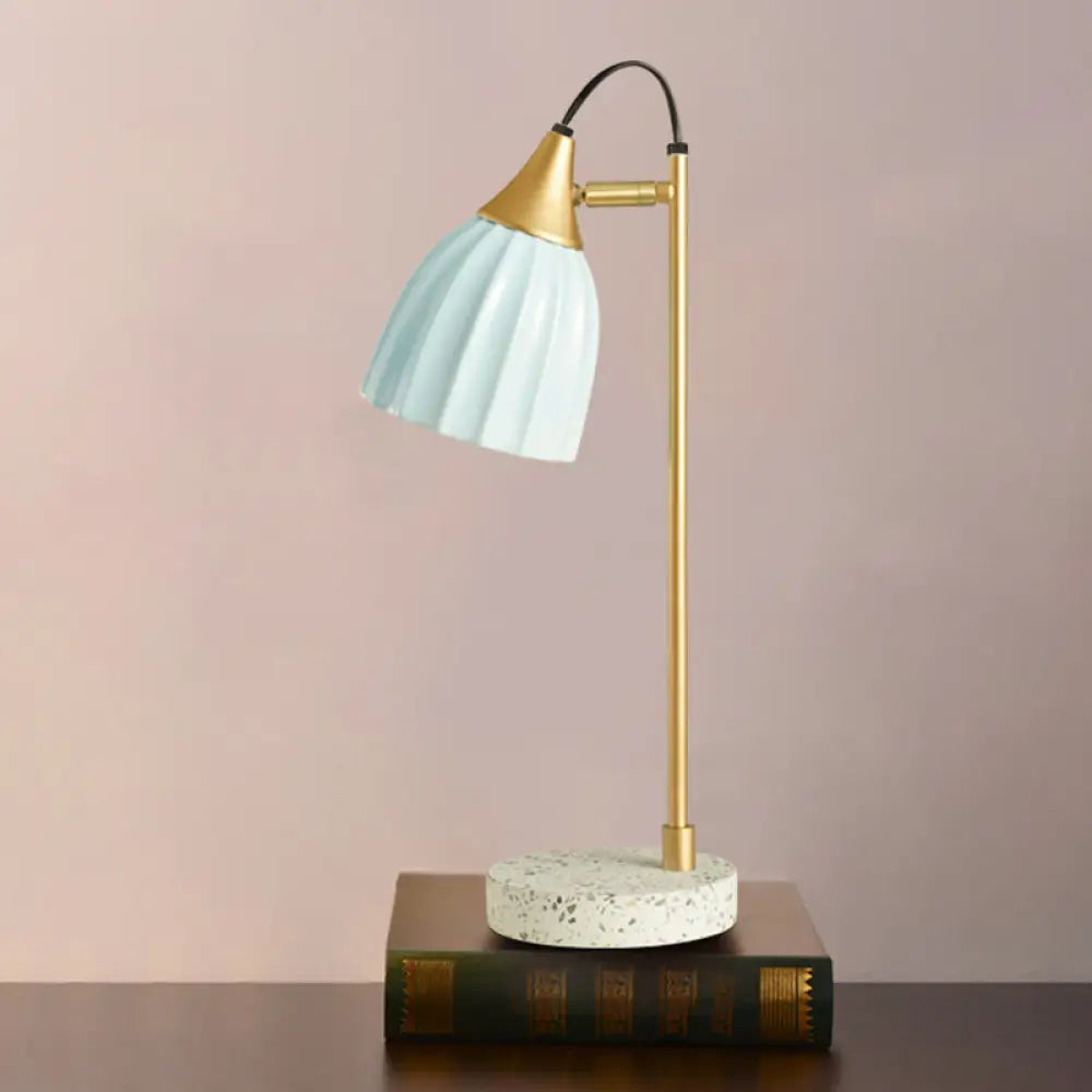 Kids Style Porcelain Dome Desk Lamp 1 Light Night Lighting With Adjustable Joint In Pink/Blue/Green