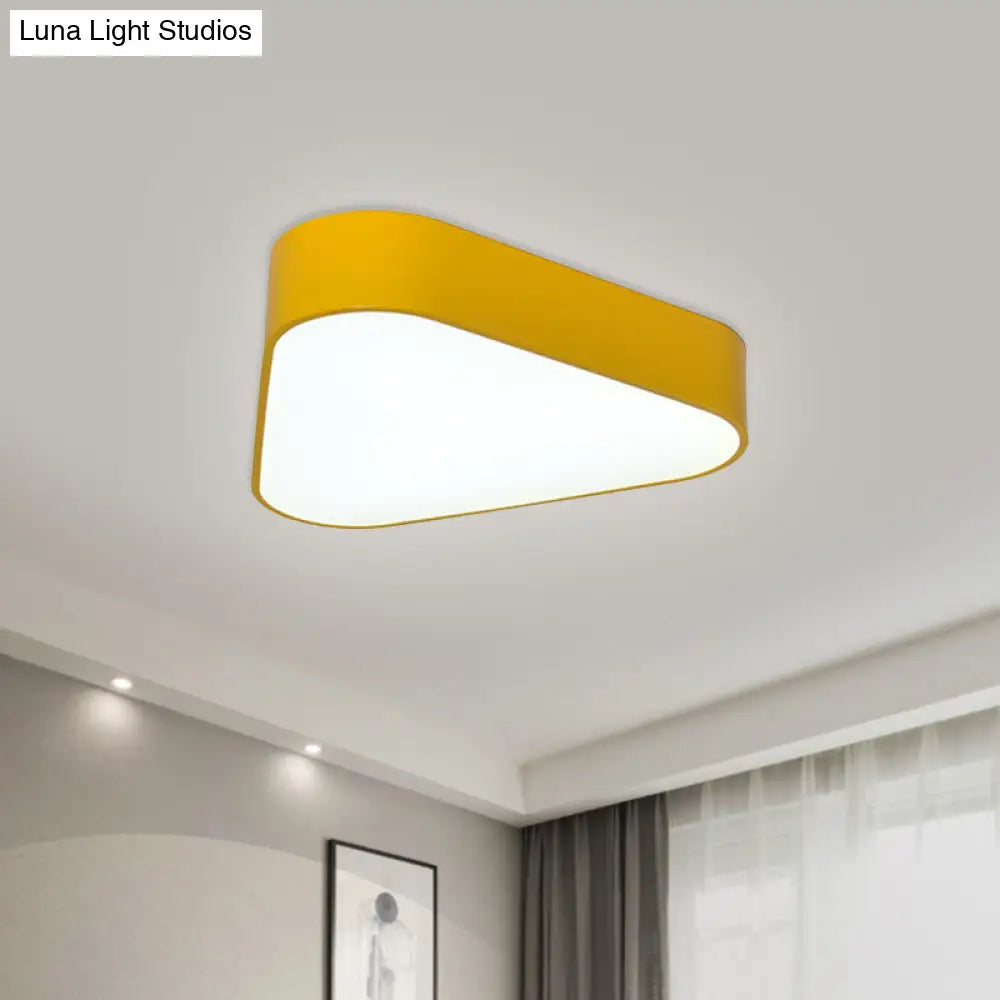 Kids Triangular Acrylic Led Flush Mount Light: White/Yellow/Purple