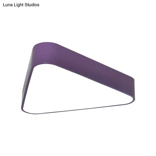 Kids Triangular Acrylic Led Flush Mount Light: White/Yellow/Purple