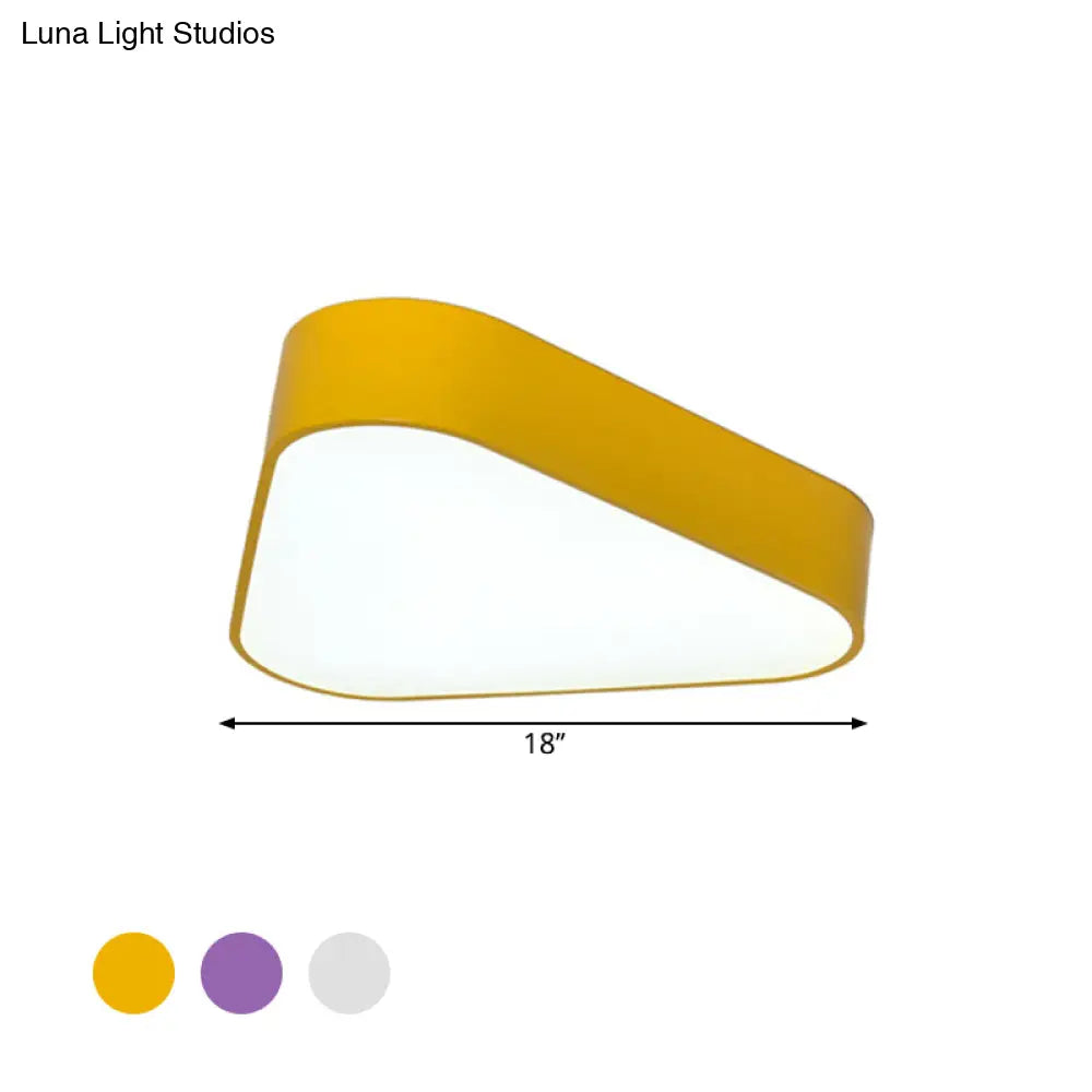 Kids Triangular Acrylic Led Flush Mount Light: White/Yellow/Purple