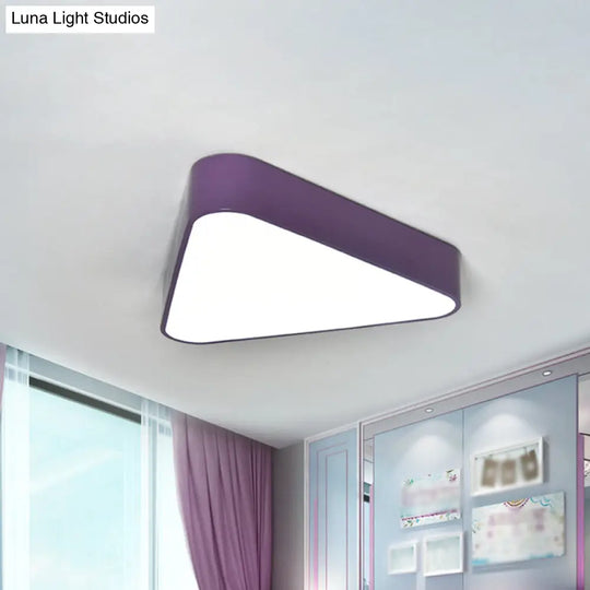 Kids Triangular Acrylic Led Flush Mount Light: White/Yellow/Purple