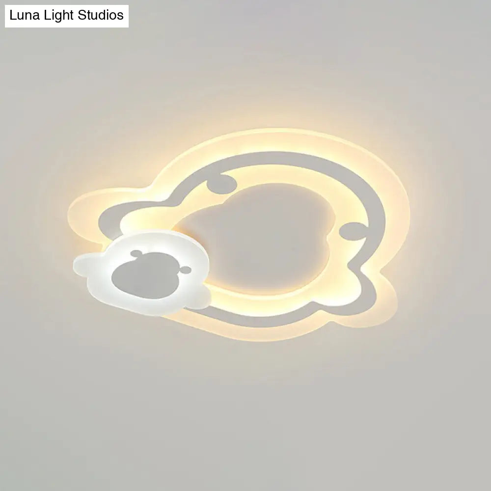 Kids Ultrathin White Penguin Led Ceiling Lamp With Warm Inner And Outer Light