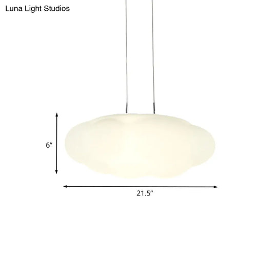 Kids White Cloud Pendant Light - 1/3/5-Head Led Fixture For Childs Room