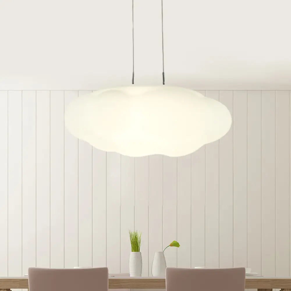 Kids White Cloud Pendant Light - 1/3/5-Head Led Fixture For Childs Room 1 /