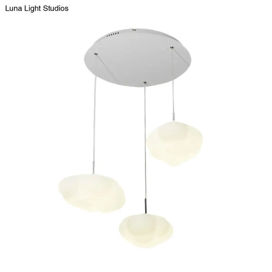 Kids White Cloud Pendant Light - 1/3/5-Head Led Fixture For Childs Room