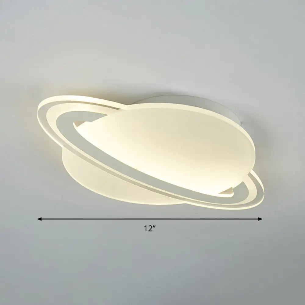 Kid’s White Led Ceiling Mount Light With Unique Planet Shape For Bedrooms / 12’ Warm