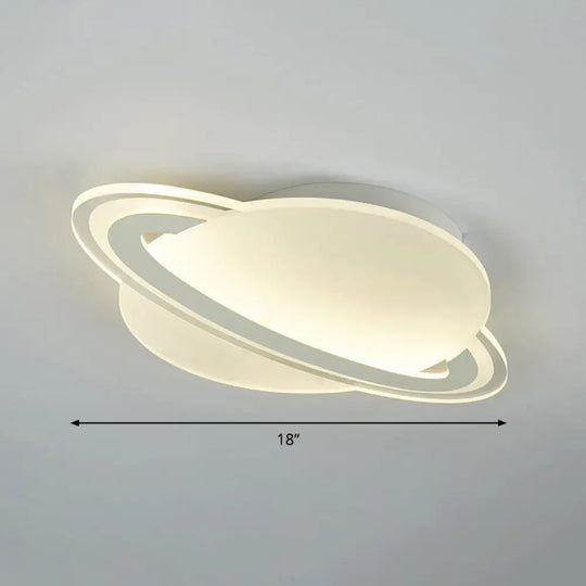 Kid’s White Led Ceiling Mount Light With Unique Planet Shape For Bedrooms / 18’