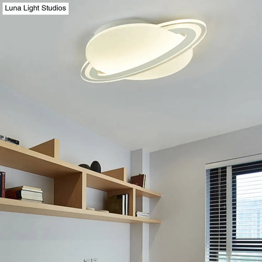 Kid’s White Led Ceiling Mount Light With Unique Planet Shape For Bedrooms