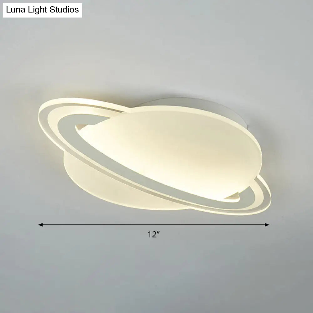 Kids White Led Ceiling Mount Light With Unique Planet Shape For Bedrooms / 12 Warm