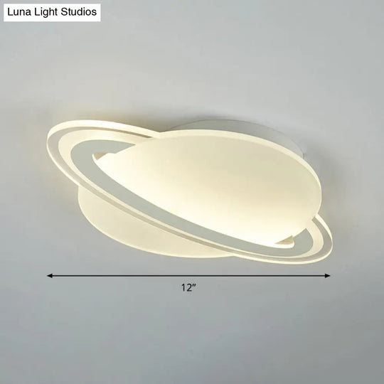 Kids White Led Ceiling Mount Light With Unique Planet Shape For Bedrooms / 12 Warm