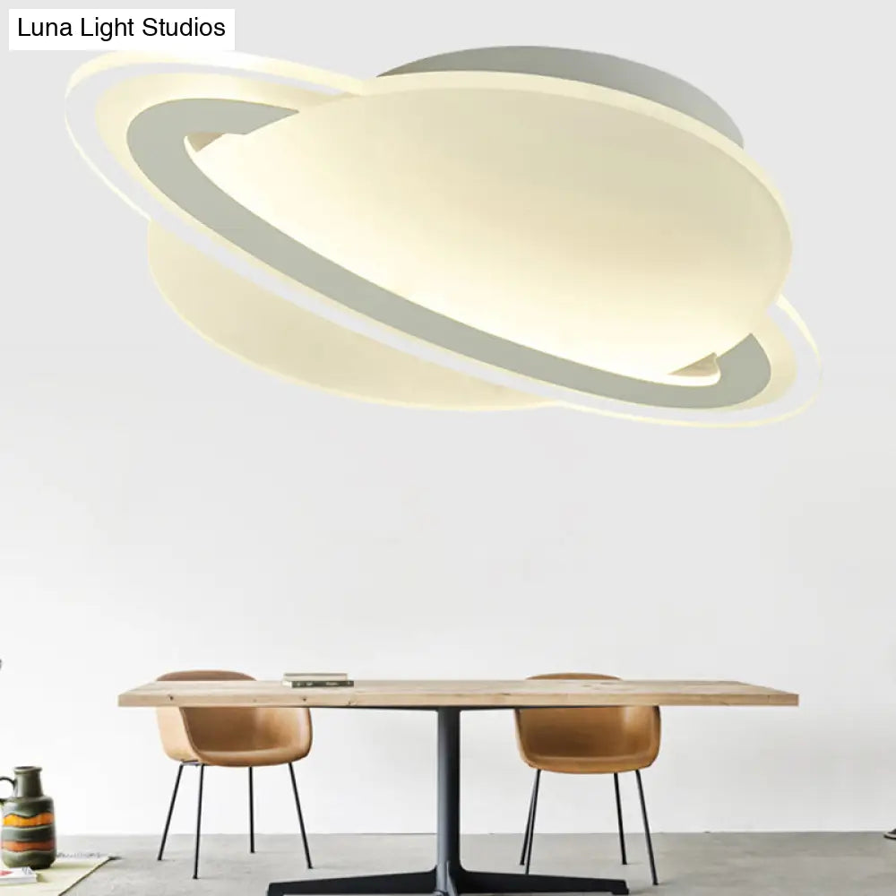 Kid’s White Led Ceiling Mount Light With Unique Planet Shape For Bedrooms